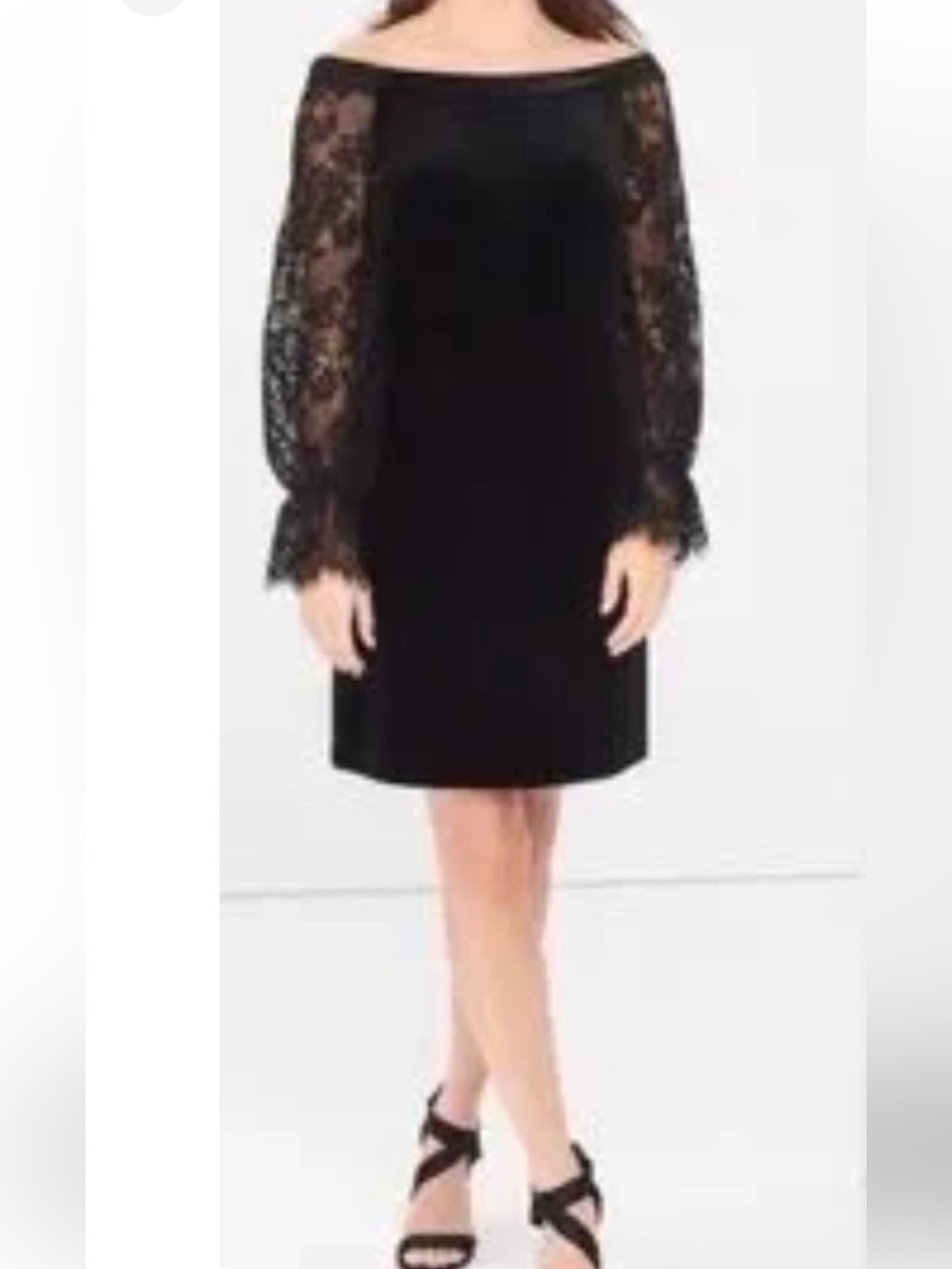 WHBM White House Black Market Mini Dress 14 Off Shoulder Velvet Lace Event Party